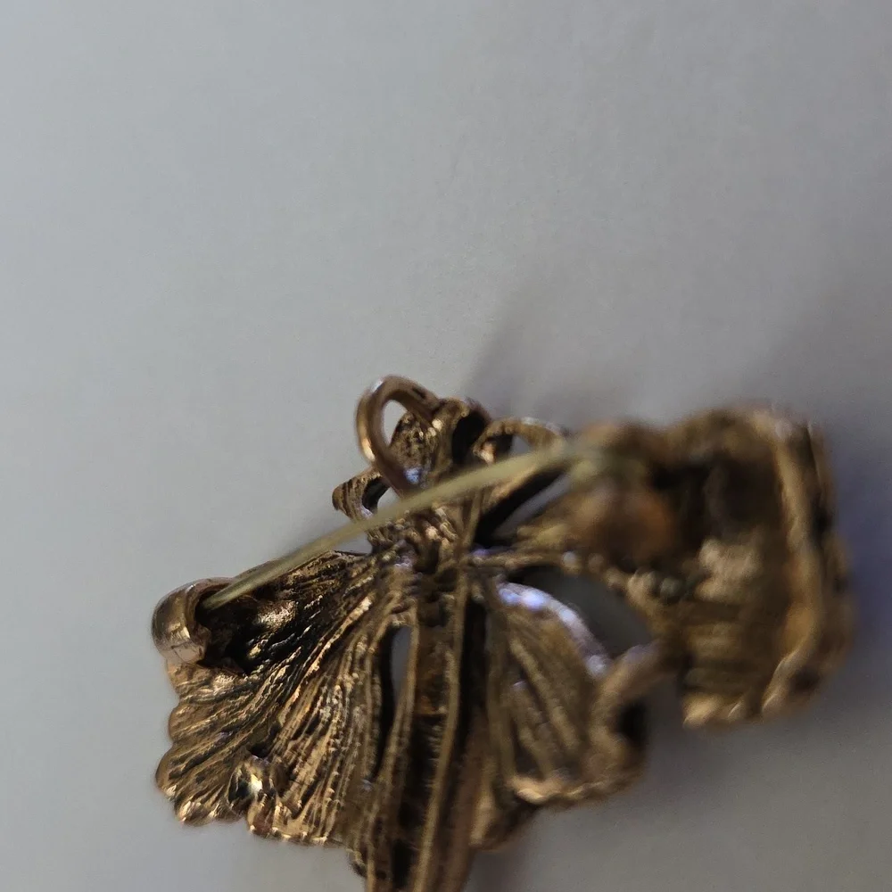 Fairy Brooch Beautiful WINGS Antique Gold Enamel Colors Necklace Combo